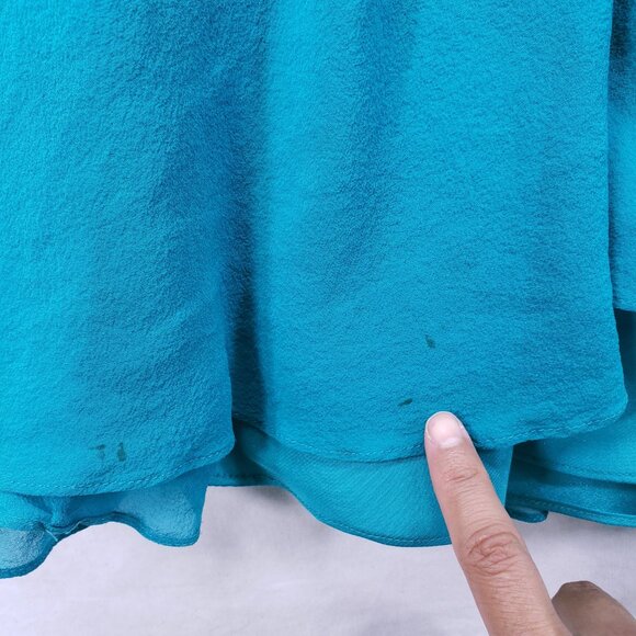 Aidan Mattox 100% Silk Strapless Formal Prom Gown Turquoise Maxi Dress Size 10 - Picture 7 of 16